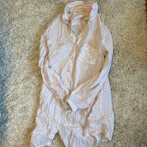 VS Button Down Sleep Shirt— light pink pinstripe